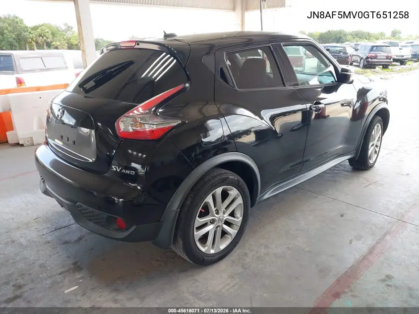 2016 Nissan Juke Nismo/S/Sl/Sv VIN: JN8AF5MV0GT651258 Lot: 45616071