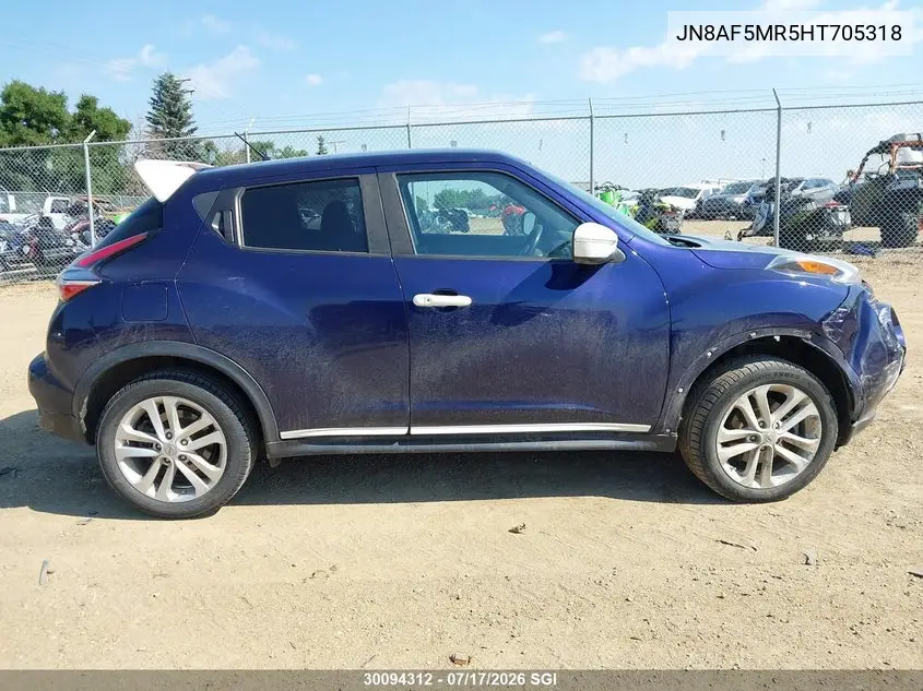 2017 Nissan Juke S/Sv/Sl/Nismo VIN: JN8AF5MR5HT705318 Lot: 30094312