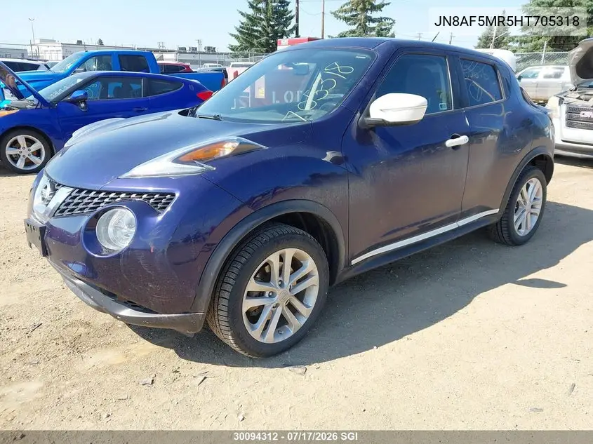 2017 Nissan Juke S/Sv/Sl/Nismo VIN: JN8AF5MR5HT705318 Lot: 30094312