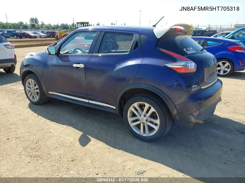 2017 Nissan Juke S/Sv/Sl/Nismo VIN: JN8AF5MR5HT705318 Lot: 30094312