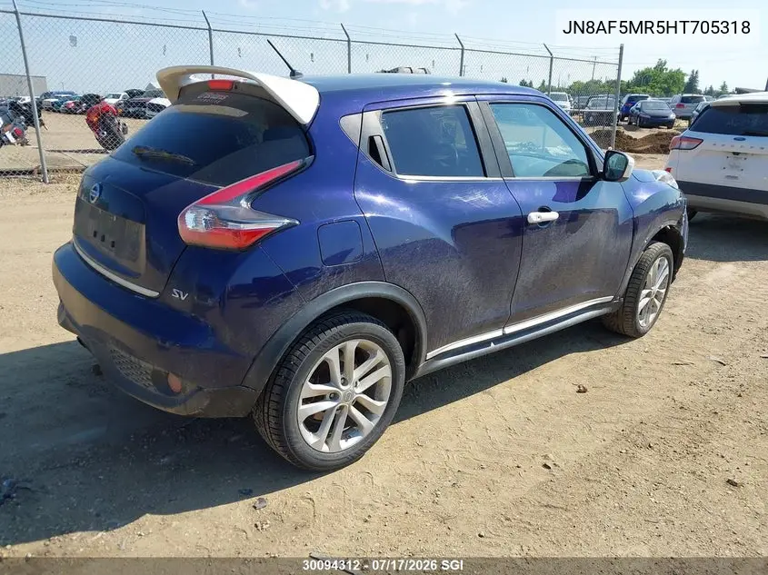 2017 Nissan Juke S/Sv/Sl/Nismo VIN: JN8AF5MR5HT705318 Lot: 30094312