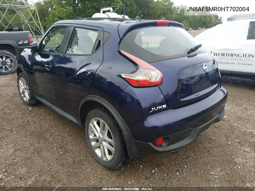 2017 Nissan Juke S VIN: JN8AF5MR0HT702004 Lot: 45449002