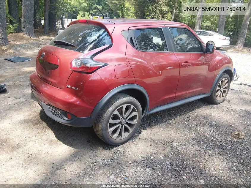 2017 Nissan Juke Sv VIN: JN8AF5MVXHT750414 Lot: 45545690