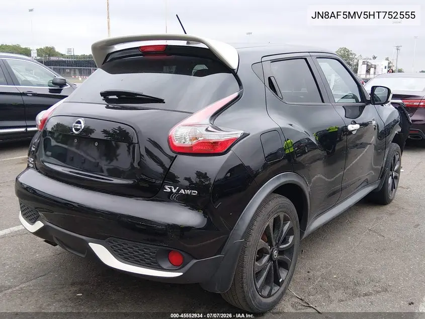 2017 Nissan Juke Sv VIN: JN8AF5MV5HT752555 Lot: 45552934