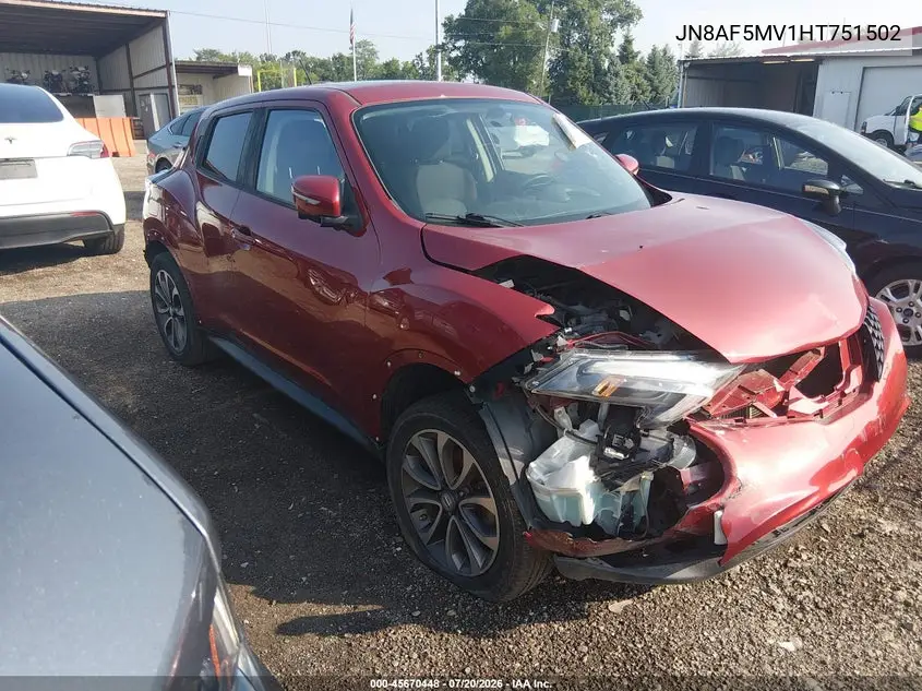 2017 Nissan Juke Sv VIN: JN8AF5MV1HT751502 Lot: 45670448