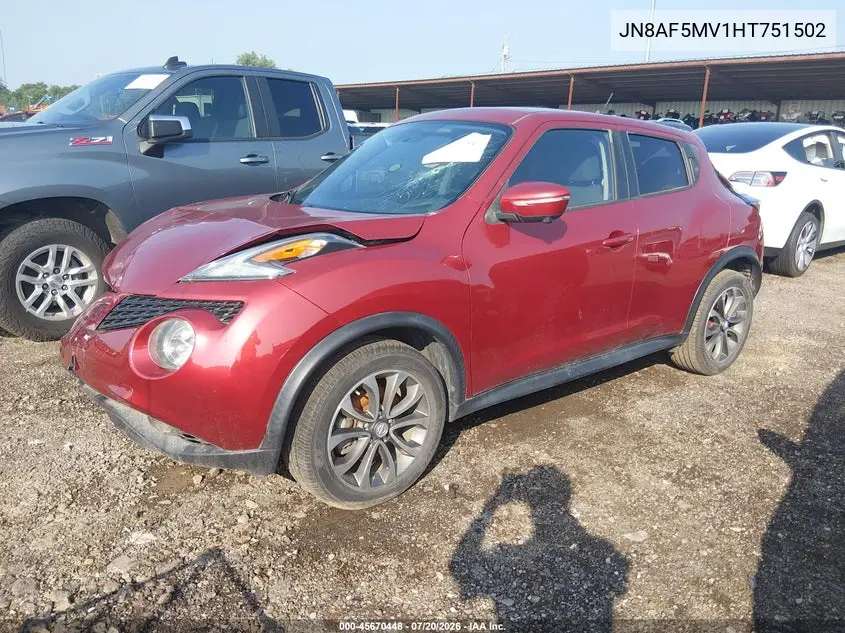 2017 Nissan Juke Sv VIN: JN8AF5MV1HT751502 Lot: 45670448