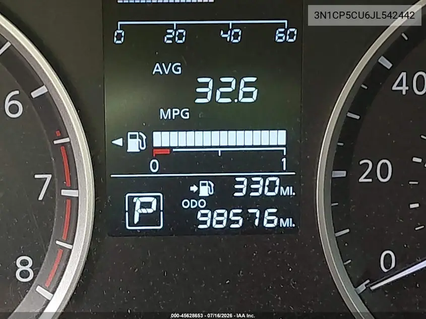 2018 Nissan Kicks S VIN: 3N1CP5CU6JL542442 Lot: 45628653