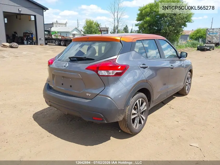 2019 Nissan Kicks VIN: 3N1CP5CU0KL565278 Lot: 12642894