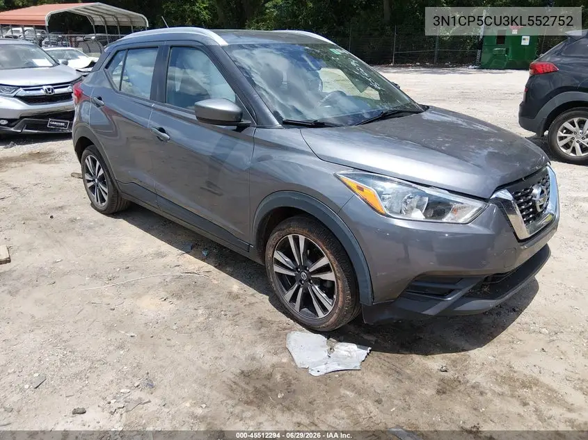 2019 Nissan Kicks Sv VIN: 3N1CP5CU3KL552752 Lot: 45512294