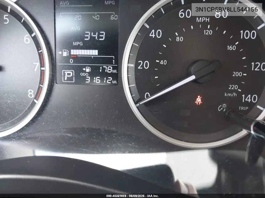 2020 Nissan Kicks S Xtronic Cvt VIN: 3N1CP5BV8LL544156 Lot: 45327072