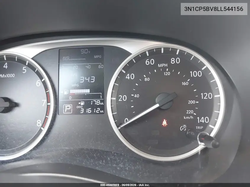 2020 Nissan Kicks S Xtronic Cvt VIN: 3N1CP5BV8LL544156 Lot: 45327072