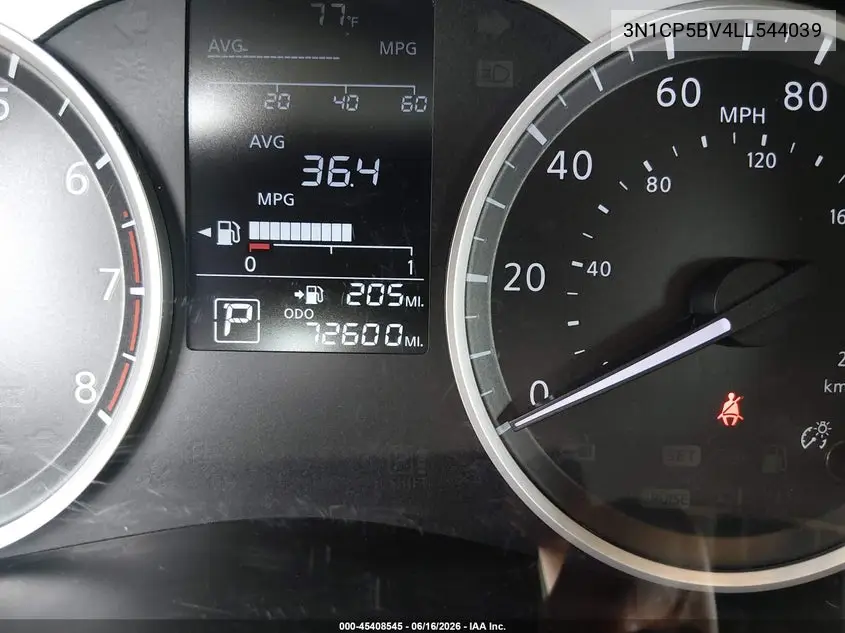 2020 Nissan Kicks S Xtronic Cvt VIN: 3N1CP5BV4LL544039 Lot: 45408545