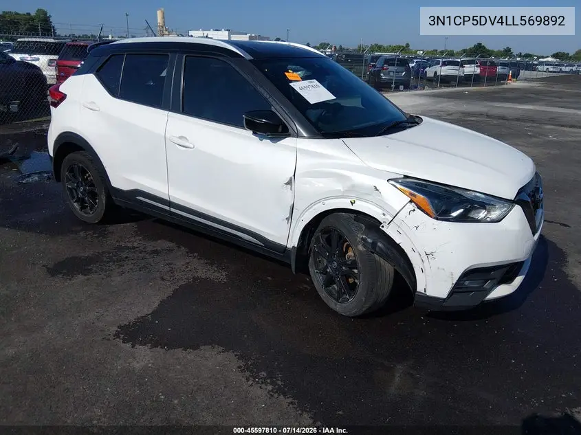 2020 Nissan Kicks Sr Xtronic Cvt VIN: 3N1CP5DV4LL569892 Lot: 45597810