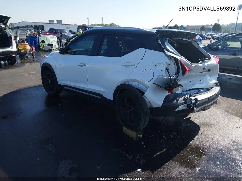 2020 Nissan Kicks Sr Xtronic Cvt VIN: 3N1CP5DV4LL569892 Lot: 45597810