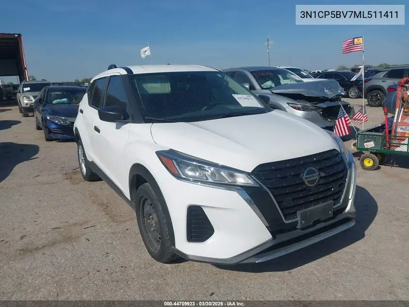 2021 Nissan Kicks S Xtronic Cvt VIN: 3N1CP5BV7ML511411 Lot: 44709923