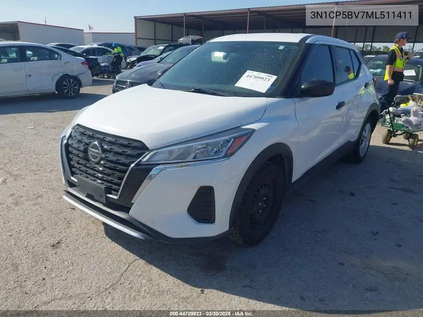 2021 Nissan Kicks S Xtronic Cvt VIN: 3N1CP5BV7ML511411 Lot: 44709923