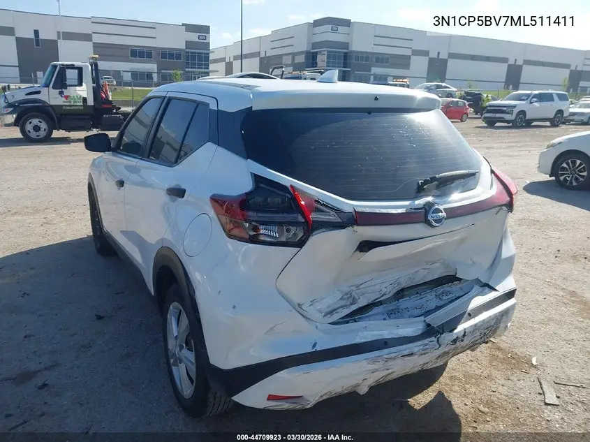 2021 Nissan Kicks S Xtronic Cvt VIN: 3N1CP5BV7ML511411 Lot: 44709923