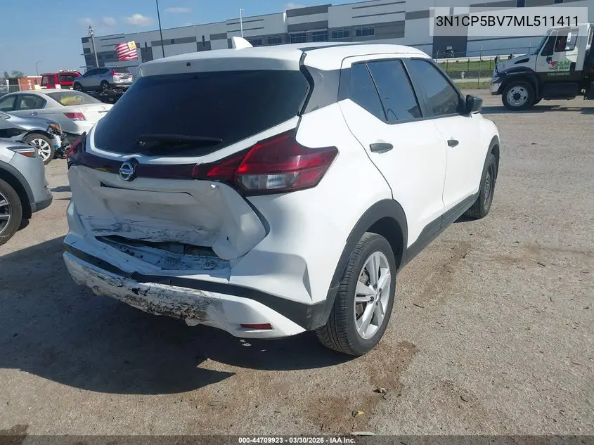 2021 Nissan Kicks S Xtronic Cvt VIN: 3N1CP5BV7ML511411 Lot: 44709923