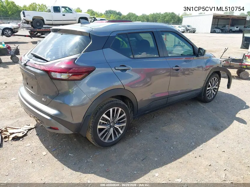 2021 Nissan Kicks Sv Xtronic Cvt VIN: 3N1CP5CV1ML510754 Lot: 45500840