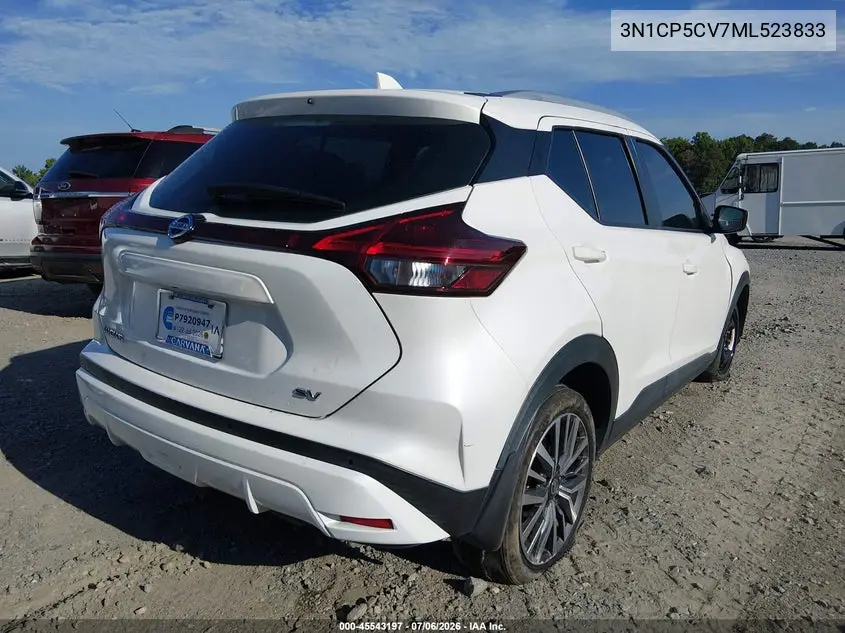 2021 Nissan Kicks Sv Xtronic Cvt VIN: 3N1CP5CV7ML523833 Lot: 45543197