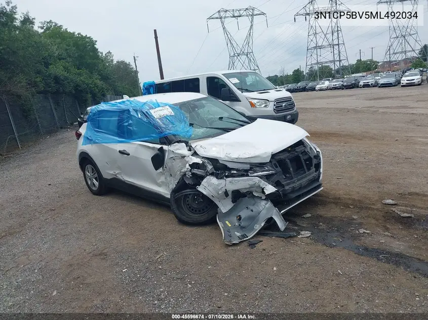 2021 Nissan Kicks S Xtronic Cvt VIN: 3N1CP5BV5ML492034 Lot: 45596674