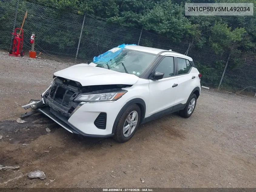 2021 Nissan Kicks S Xtronic Cvt VIN: 3N1CP5BV5ML492034 Lot: 45596674