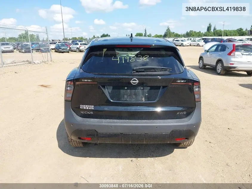 2025 Nissan Kicks Sv VIN: 3N8AP6CBXSL419838 Lot: 30093848