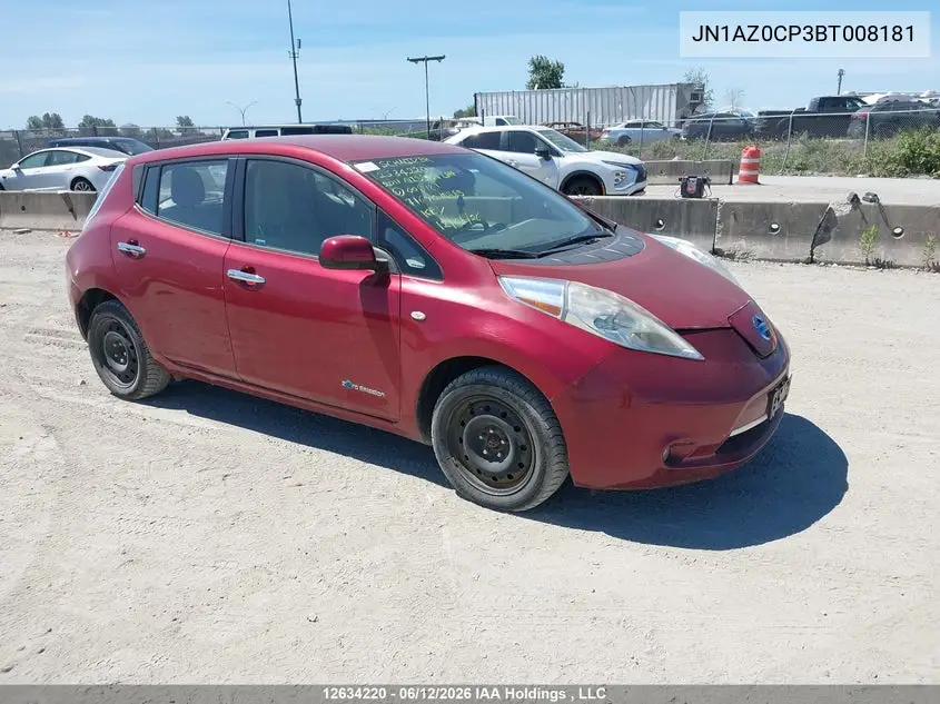 2011 Nissan Leaf Sv/Sl VIN: JN1AZ0CP3BT008181 Lot: 12634220