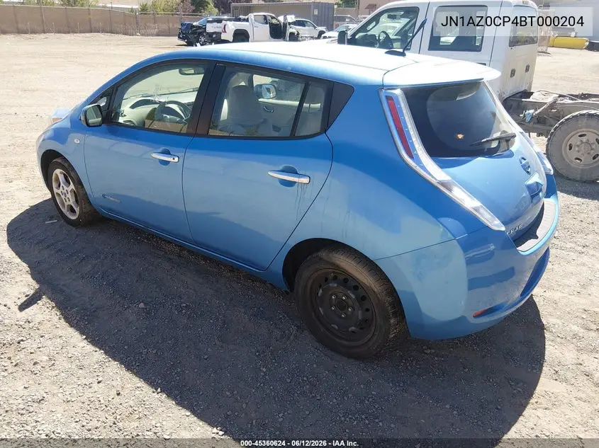 2011 Nissan Leaf Sl VIN: JN1AZ0CP4BT000204 Lot: 45360624