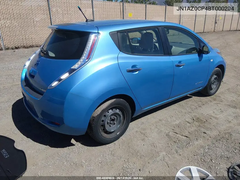 2011 Nissan Leaf Sl VIN: JN1AZ0CP4BT000204 Lot: 45360624