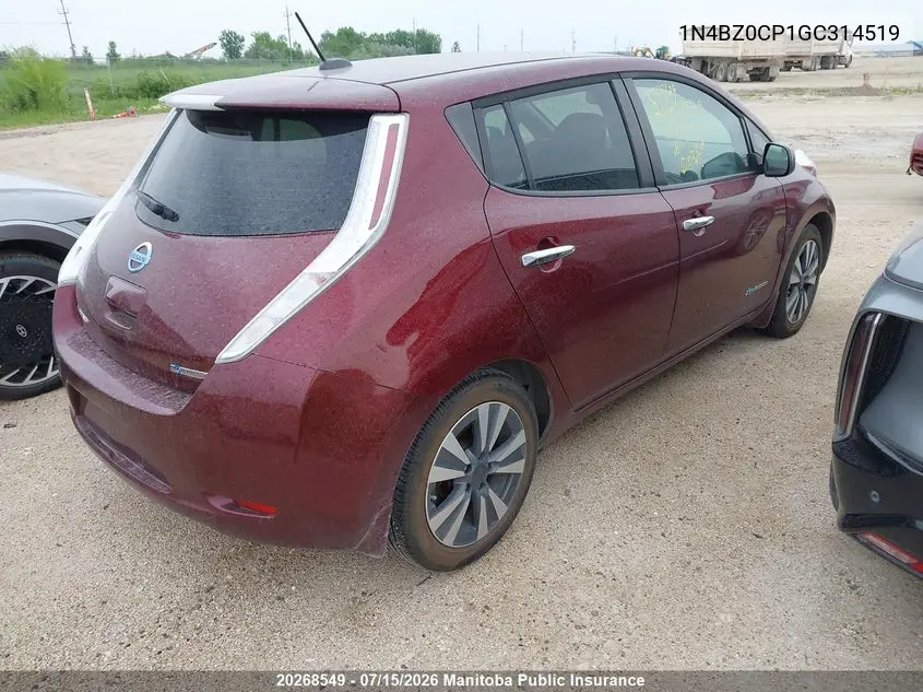 2016 Nissan Leaf S VIN: 1N4BZ0CP1GC314519 Lot: 20268549