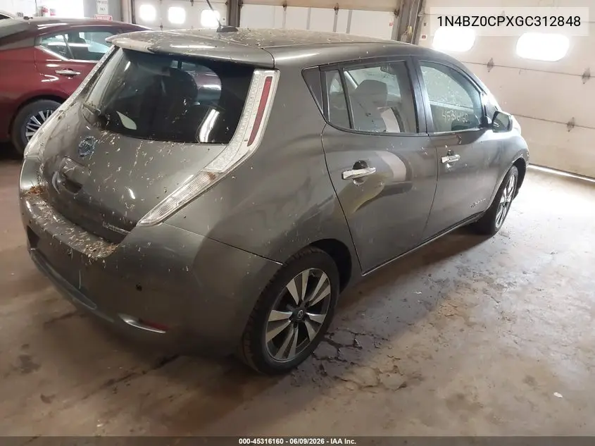 2016 Nissan Leaf S/Sl/Sv VIN: 1N4BZ0CPXGC312848 Lot: 45316160