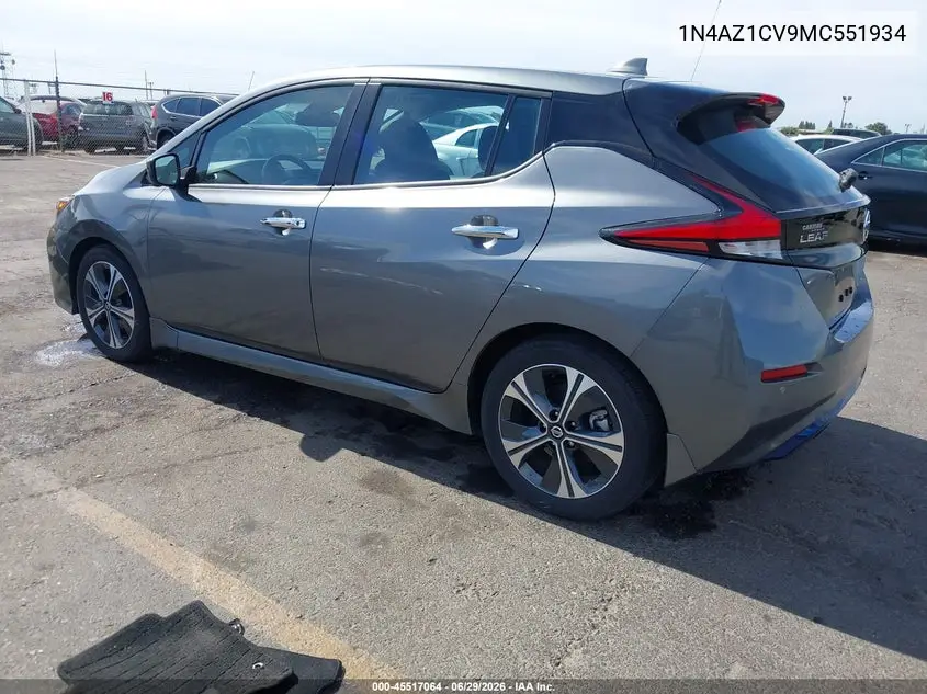 2021 Nissan Leaf Sv 40 Kwh VIN: 1N4AZ1CV9MC551934 Lot: 45517064