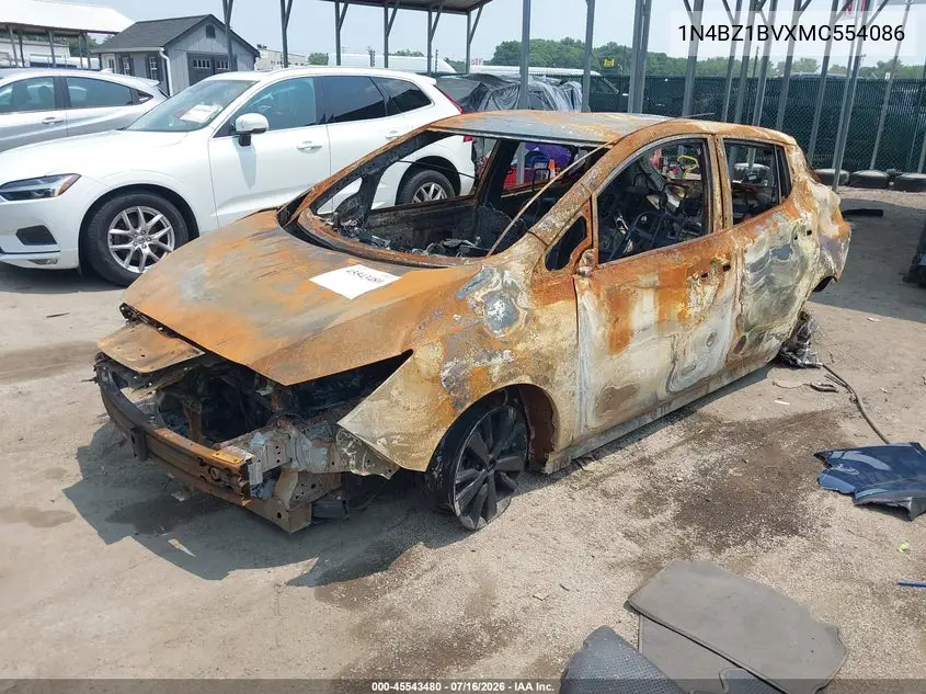 2021 Nissan Leaf S Plus 62 Kwh VIN: 1N4BZ1BVXMC554086 Lot: 45543480