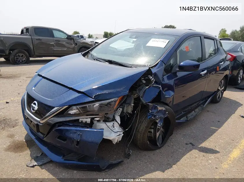 2022 Nissan Leaf S Plus 62 Kwh VIN: 1N4BZ1BVXNC560066 Lot: 45517794