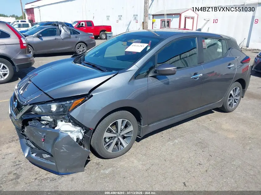 2022 Nissan Leaf S Plus 62 Kwh VIN: 1N4BZ1BVXNC551030 Lot: 45616283