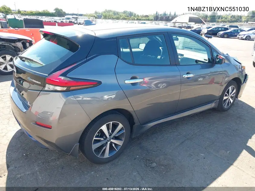 2022 Nissan Leaf S Plus 62 Kwh VIN: 1N4BZ1BVXNC551030 Lot: 45616283