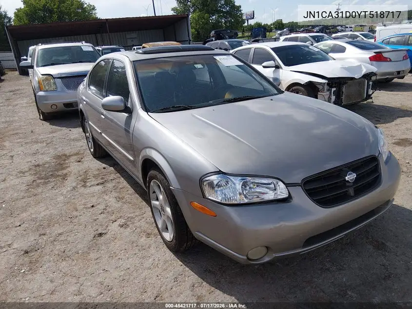 2000 Nissan Maxima Gle/Gxe/Se VIN: JN1CA31D0YT518717 Lot: 45421717