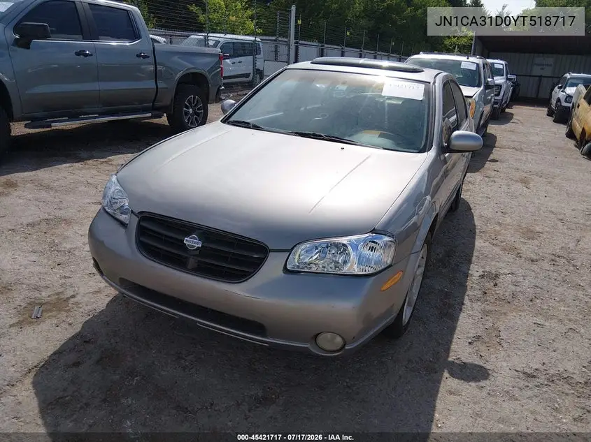 2000 Nissan Maxima Gle/Gxe/Se VIN: JN1CA31D0YT518717 Lot: 45421717