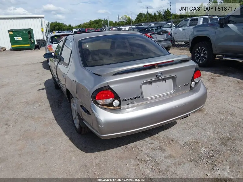 2000 Nissan Maxima Gle/Gxe/Se VIN: JN1CA31D0YT518717 Lot: 45421717