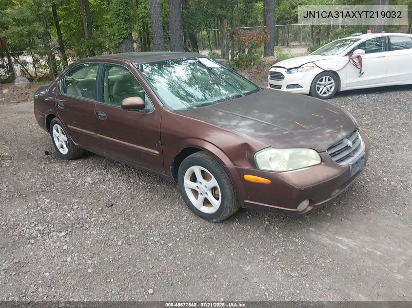 2000 Nissan Maxima Gle/Gxe/Se VIN: JN1CA31AXYT219032 Lot: 45677540