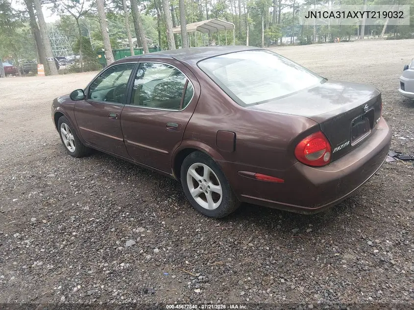 2000 Nissan Maxima Gle/Gxe/Se VIN: JN1CA31AXYT219032 Lot: 45677540