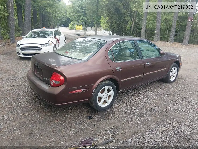 2000 Nissan Maxima Gle/Gxe/Se VIN: JN1CA31AXYT219032 Lot: 45677540