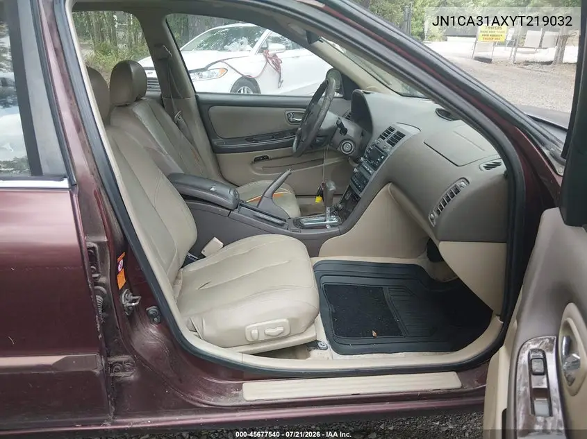 2000 Nissan Maxima Gle/Gxe/Se VIN: JN1CA31AXYT219032 Lot: 45677540