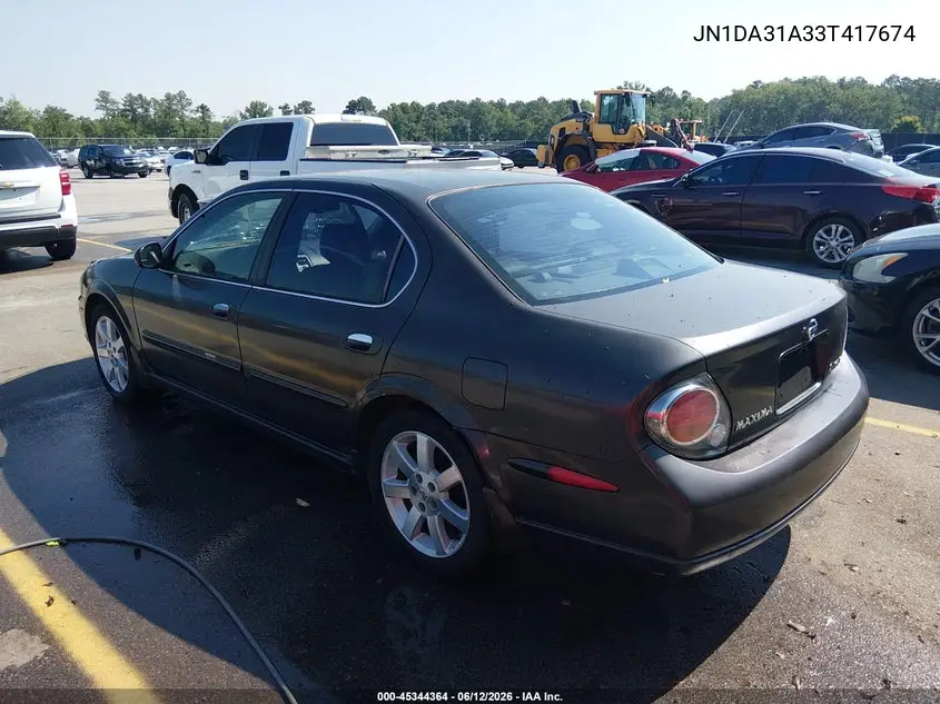 2003 Nissan Maxima Gle VIN: JN1DA31A33T417674 Lot: 45344364