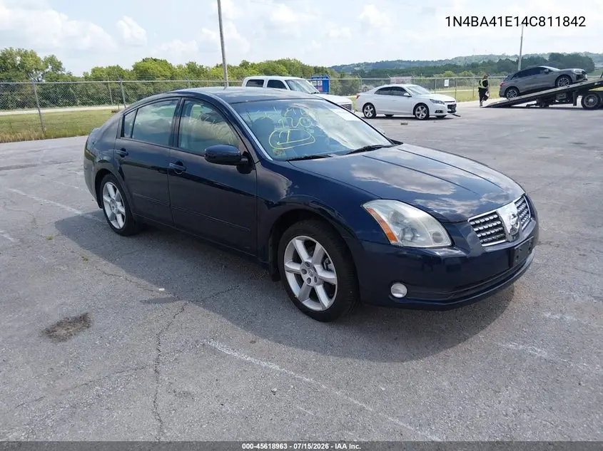 2004 Nissan Maxima 3.5 Se VIN: 1N4BA41E14C811842 Lot: 45618963