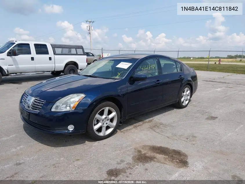 2004 Nissan Maxima 3.5 Se VIN: 1N4BA41E14C811842 Lot: 45618963