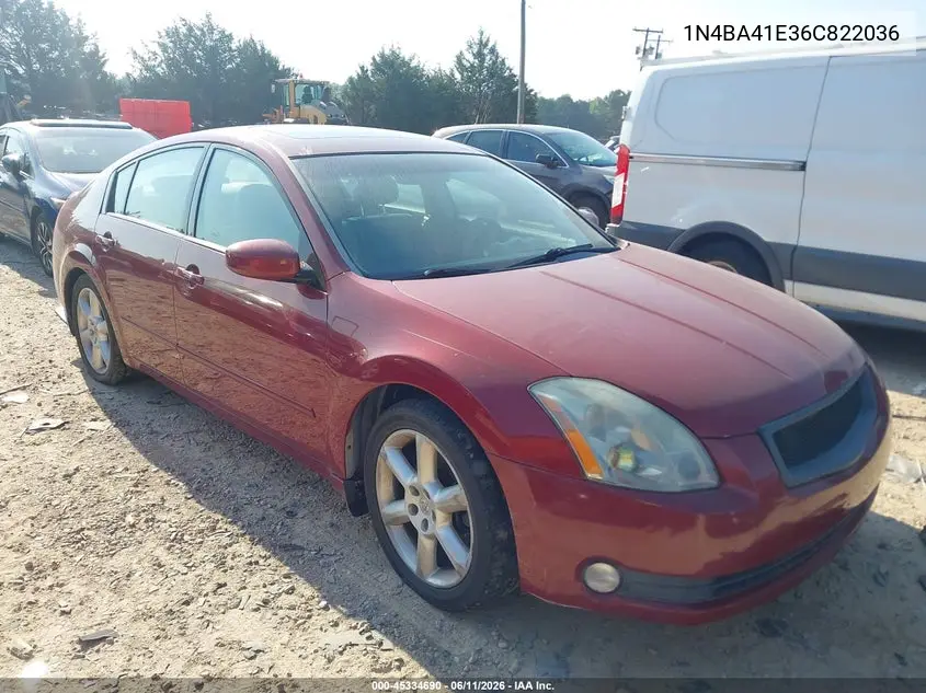 2006 Nissan Maxima 3.5 Se VIN: 1N4BA41E36C822036 Lot: 45334690