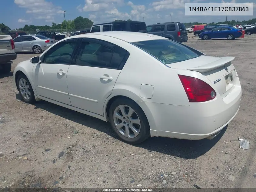 2007 Nissan Maxima 3.5 Sl VIN: 1N4BA41E17C837863 Lot: 45499546