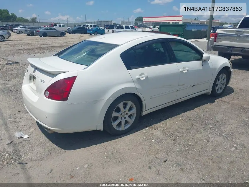 2007 Nissan Maxima 3.5 Sl VIN: 1N4BA41E17C837863 Lot: 45499546